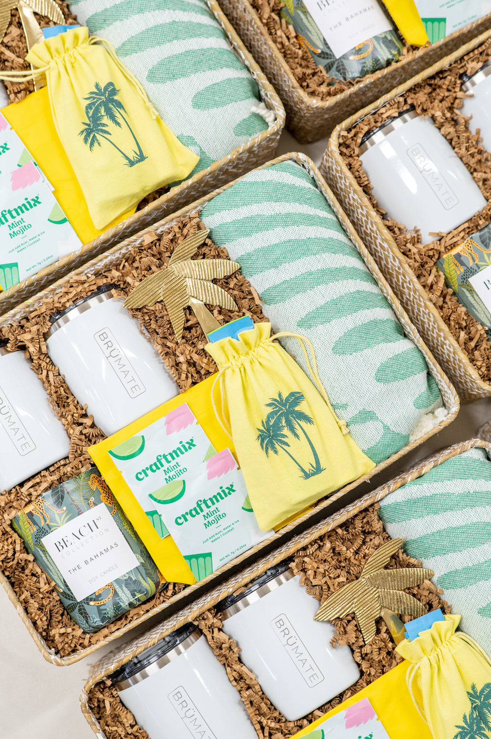 Custom Corporate Event Welcome Gifts, Bahamas Trip, Beach, Luxury Branded, curated by Marigold & Grey