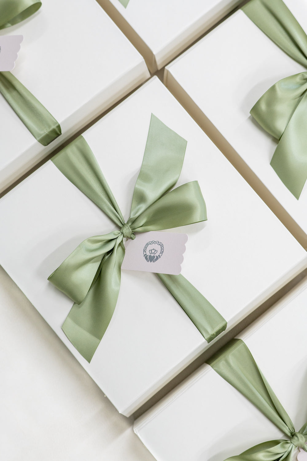 Green and White Custom Wedding Welcome Gifts for Guests by Marigold & Grey