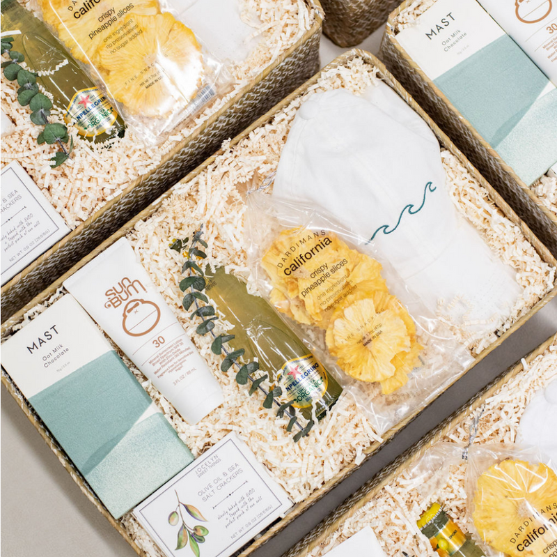 beach-inspired welcome bags