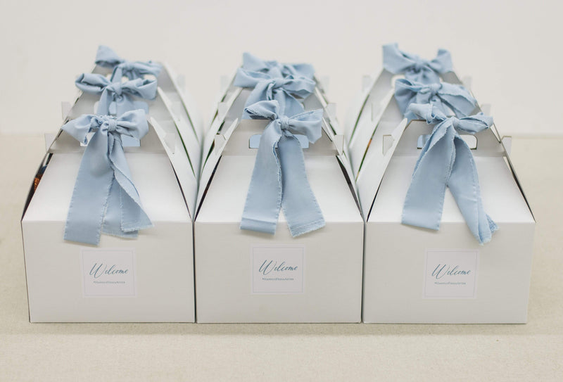 Dusty Blue Welcome Boxes for Pippin Hill Wedding with Easton Events