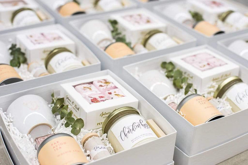 Spa-Themed Curated Client Gift Boxes for Branding & Web Design Business Ribbon & Ink