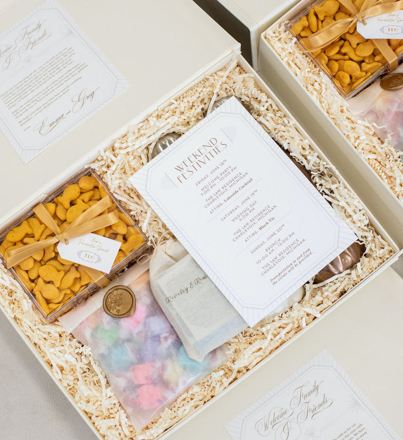 With the so-called wedding boom of 2021 well underway, we are getting more questions related to wedding welcome gift bags for guests than ever before, and even seeing some post-Covid trends emerge.
