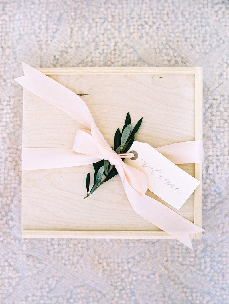 Featured on Style Me Pretty // Grecian-Inspired Welcome Boxes for Congressional Country Club Wedding