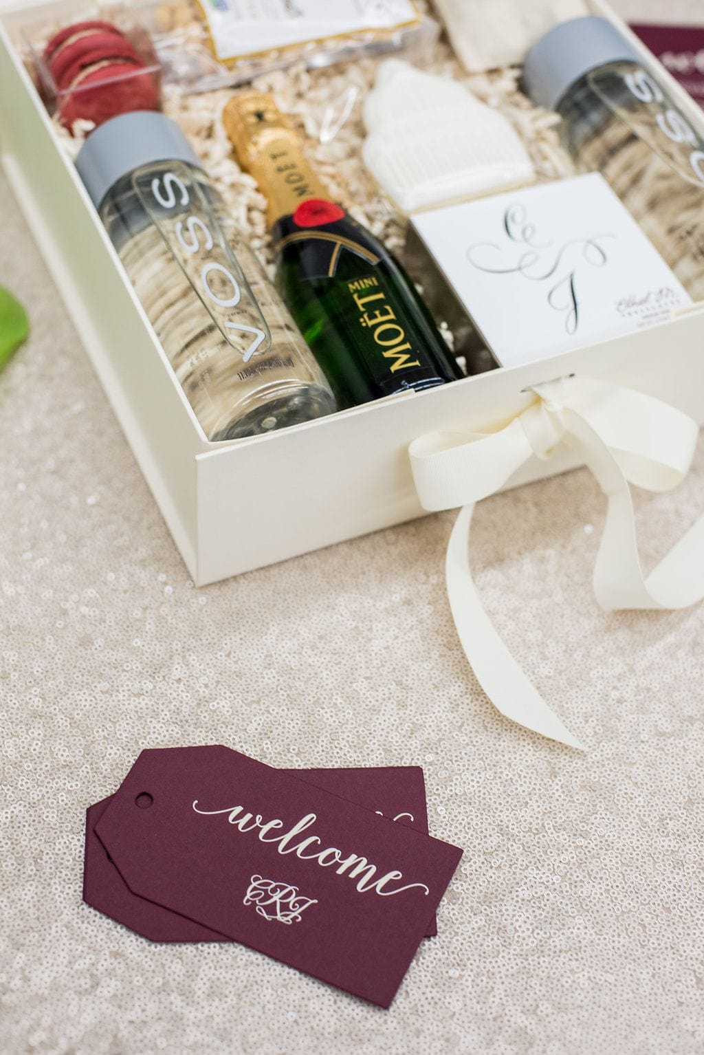 Classic Washington DC Wedding Welcome Boxes at Mellon Auditorium