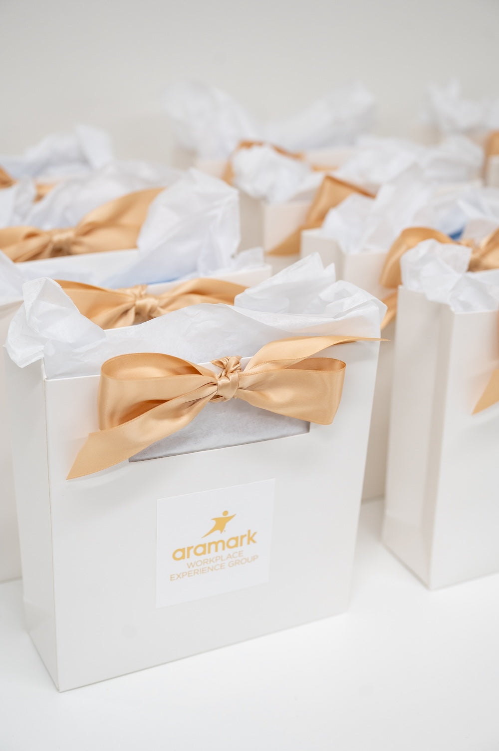 Branded, White & Gold, Baltimore Themed, Corporate Event Welcome Gift Bags by Marigold & Grey