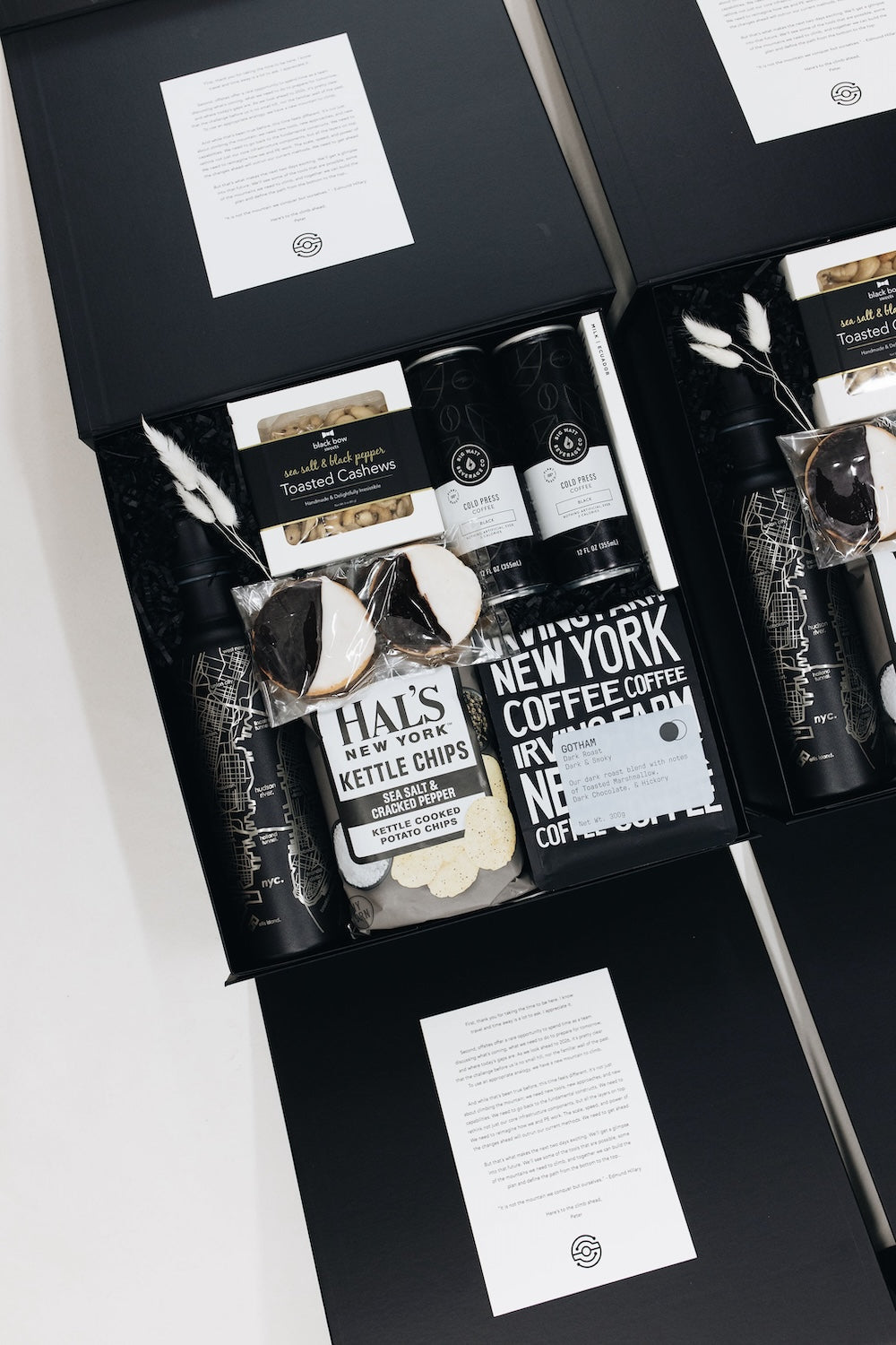 Custom Branded Black & White NYC Corporate Event Welcome Gift Boxes by Marigold & Grey