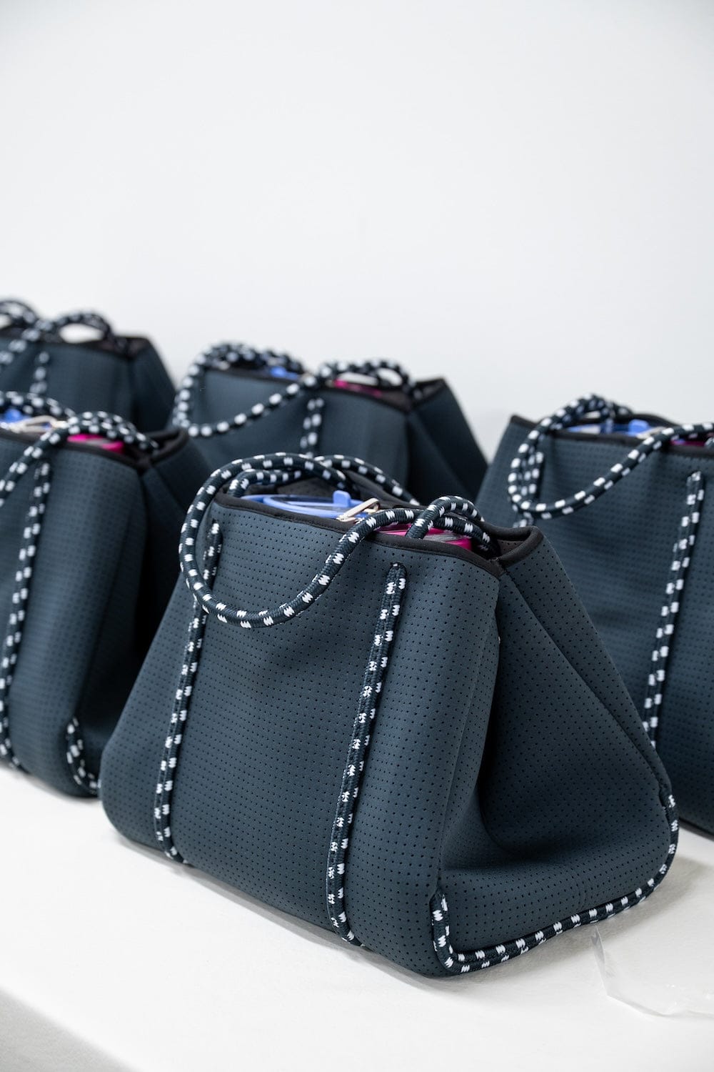 Colorful Custom Corporate Branded Beach Incentive Trip Welcome Gift Bags by Marigold & Grey