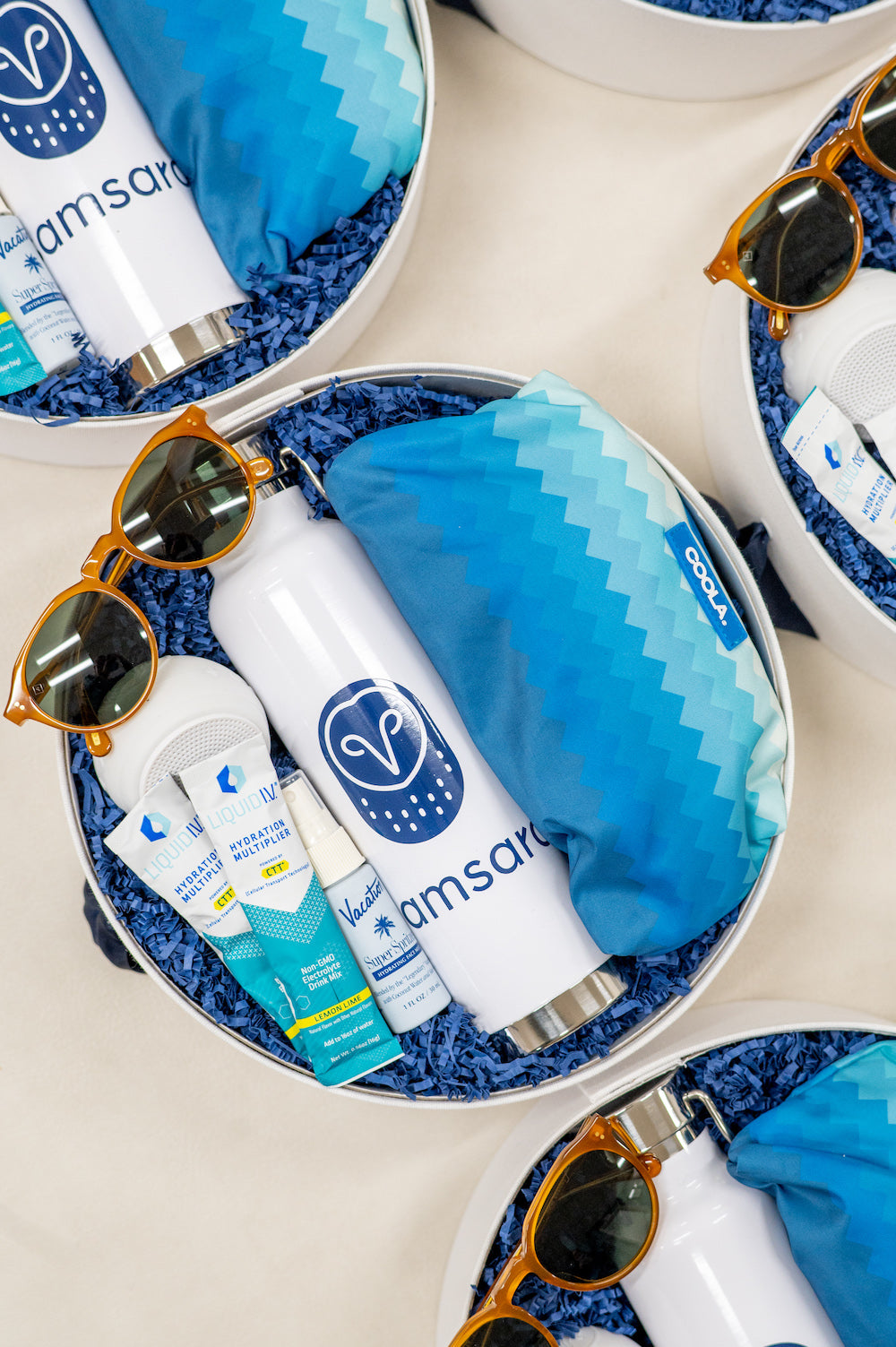 Custom Corporate Welcome Event Gifts, Bright Beach Themed Branded, curated by Marigold & Grey