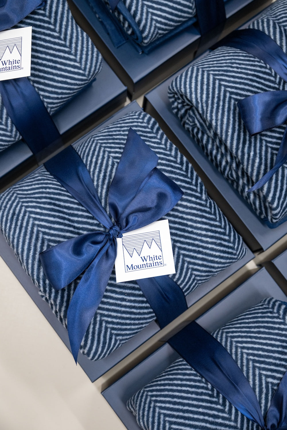 Blue & White Custom Corporate Branded Winter Wonderland Theme Holiday Gifts by Marigold & Grey