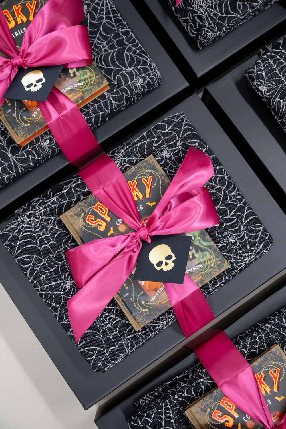 Custom Black, Orange & Pink Corporate Spooky Halloween Themed Employee Gift Boxes by Marigold & Grey