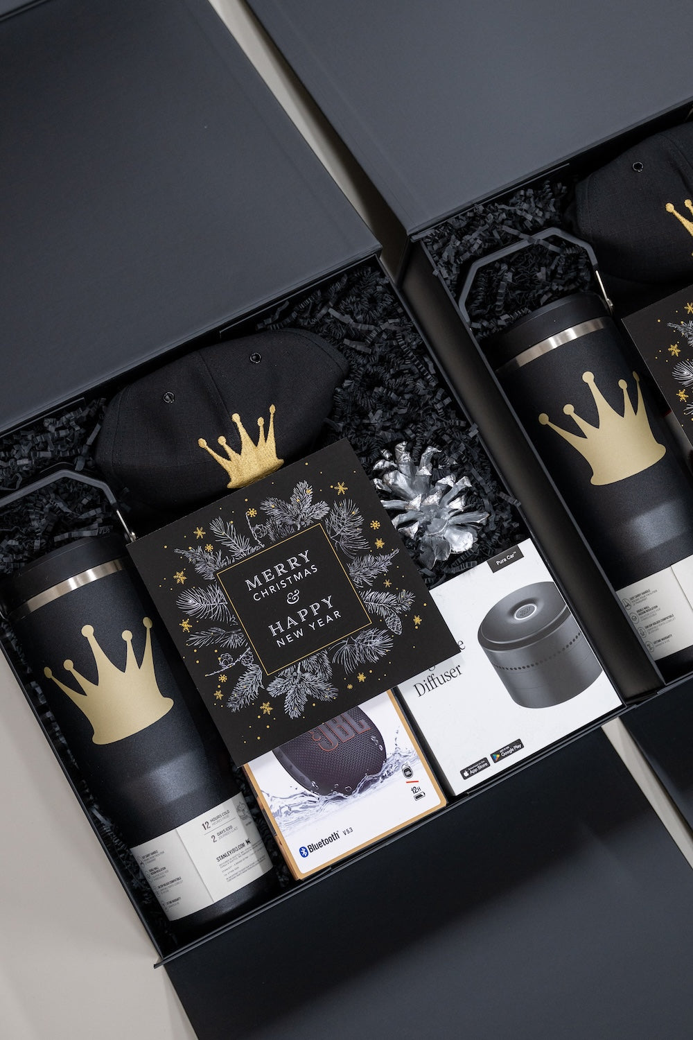 Custom Branded Black & Gold Luxury Auto-Themed Corporate Holiday Gifts by Marigold & Grey