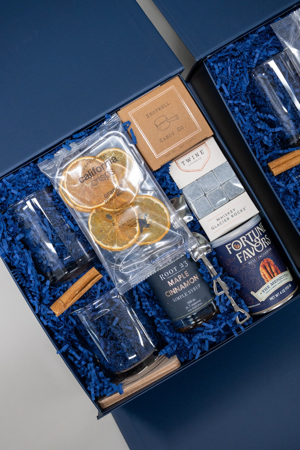 Custom Blue & Gold Corporate Holiday Winter Mocktail Gifts by Marigold & Grey