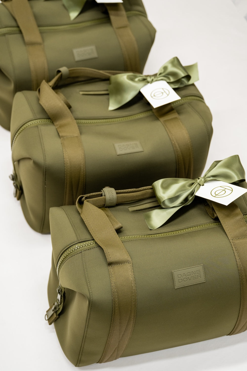 Dagne Dover Travel-Themed Corporate Holiday Gifts, Olive Green Duffle Bags, by Marigold & Grey