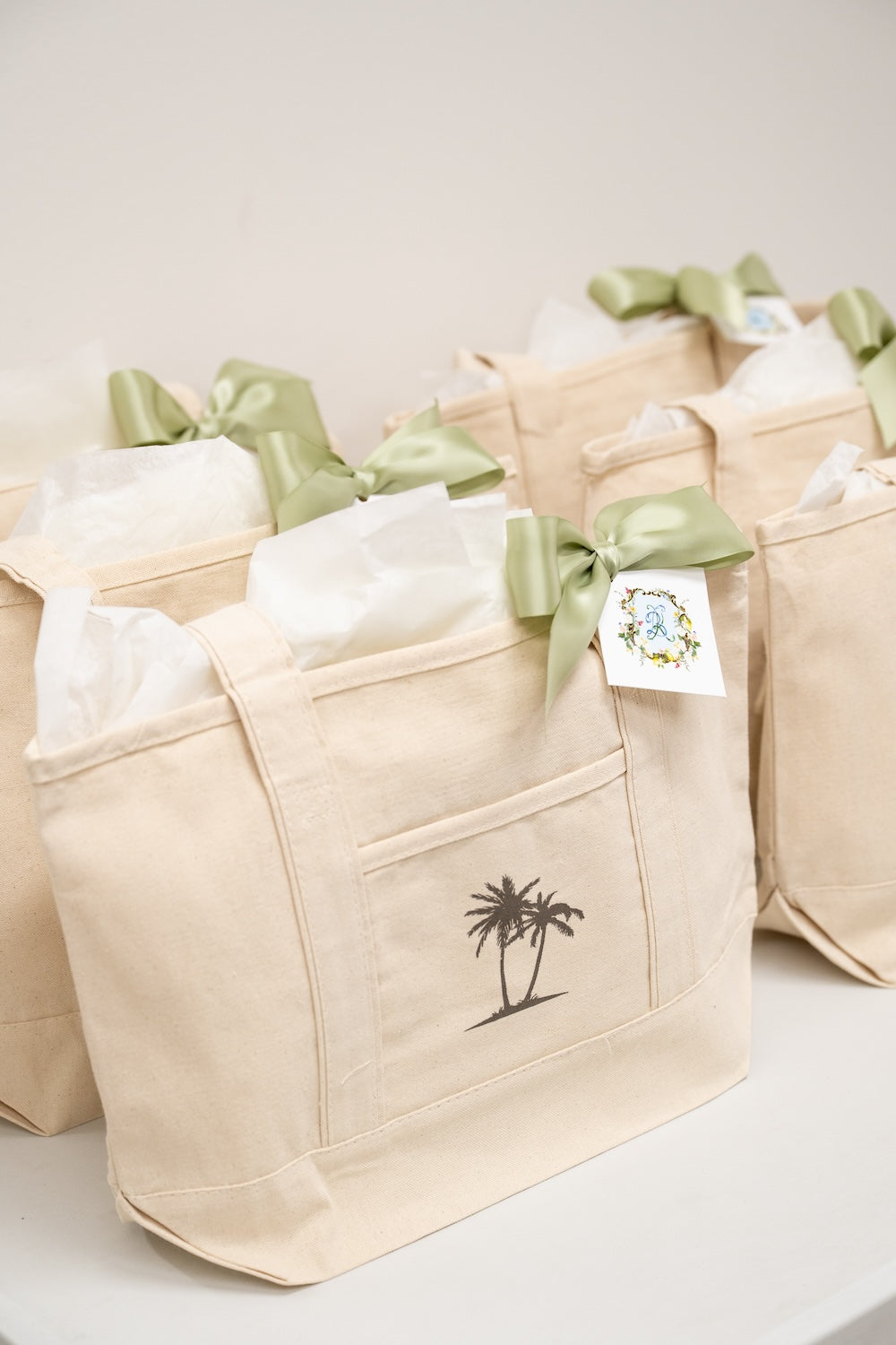 Elegant Palm Beach Florida Wedding Welcome Gift Tote Bags by Marigold & Grey