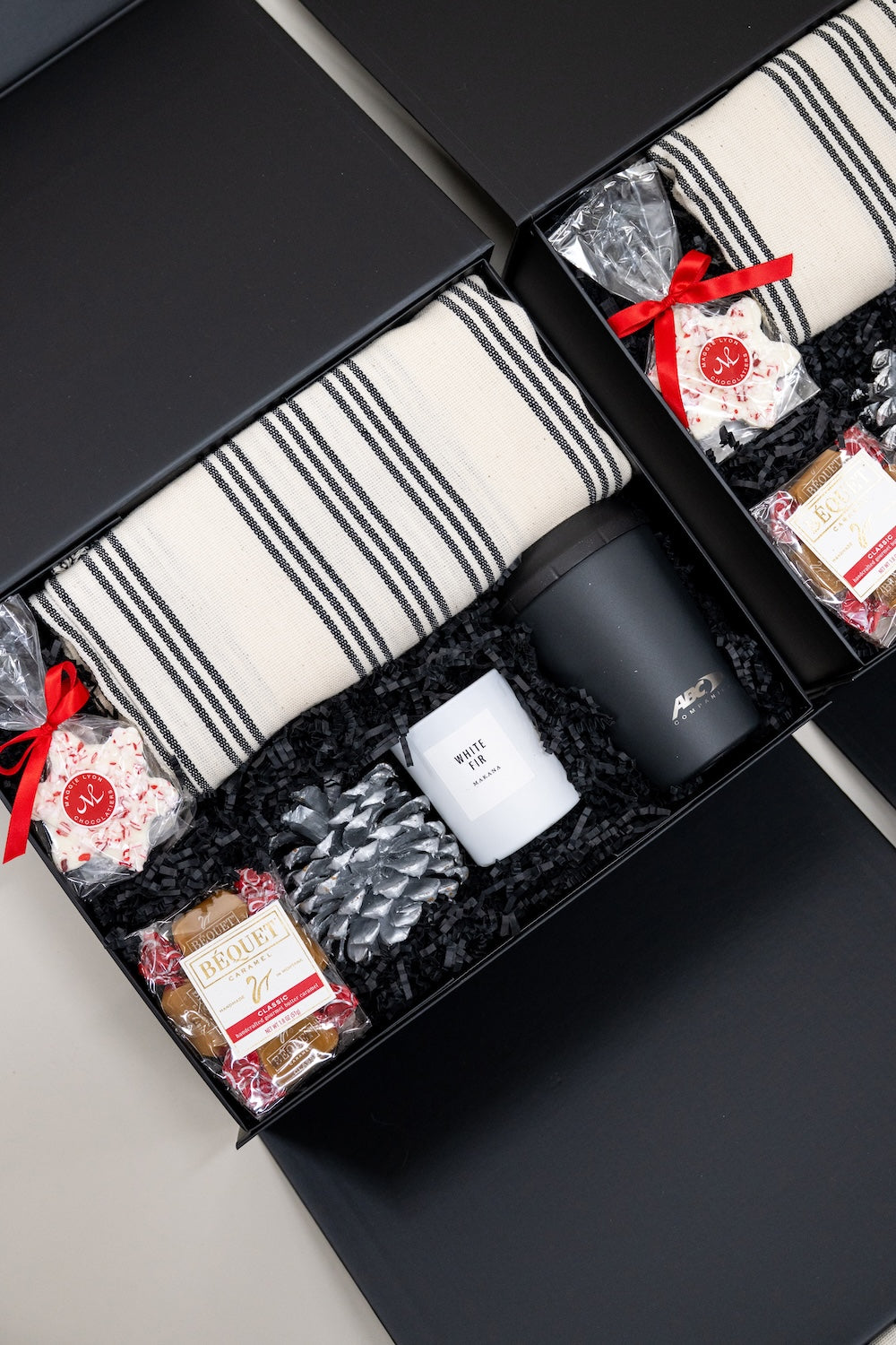 Black & Red Custom Designed Family-Owned Business Holiday Client Gifts by Marigold & Grey