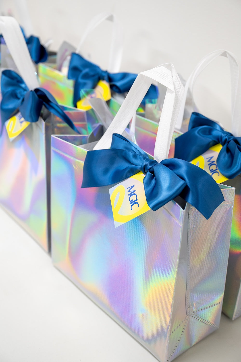 Holographic Snack Gift Bags for Corporate Event Guests by Marigold & Grey