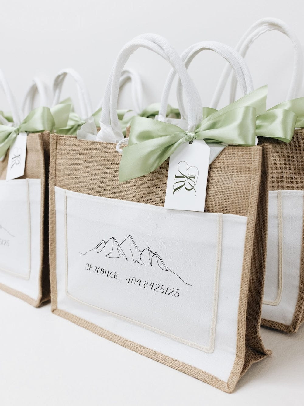 Personalized Colorado Mountain Wedding Welcome Tote Gift Bags by Marigold & Grey
