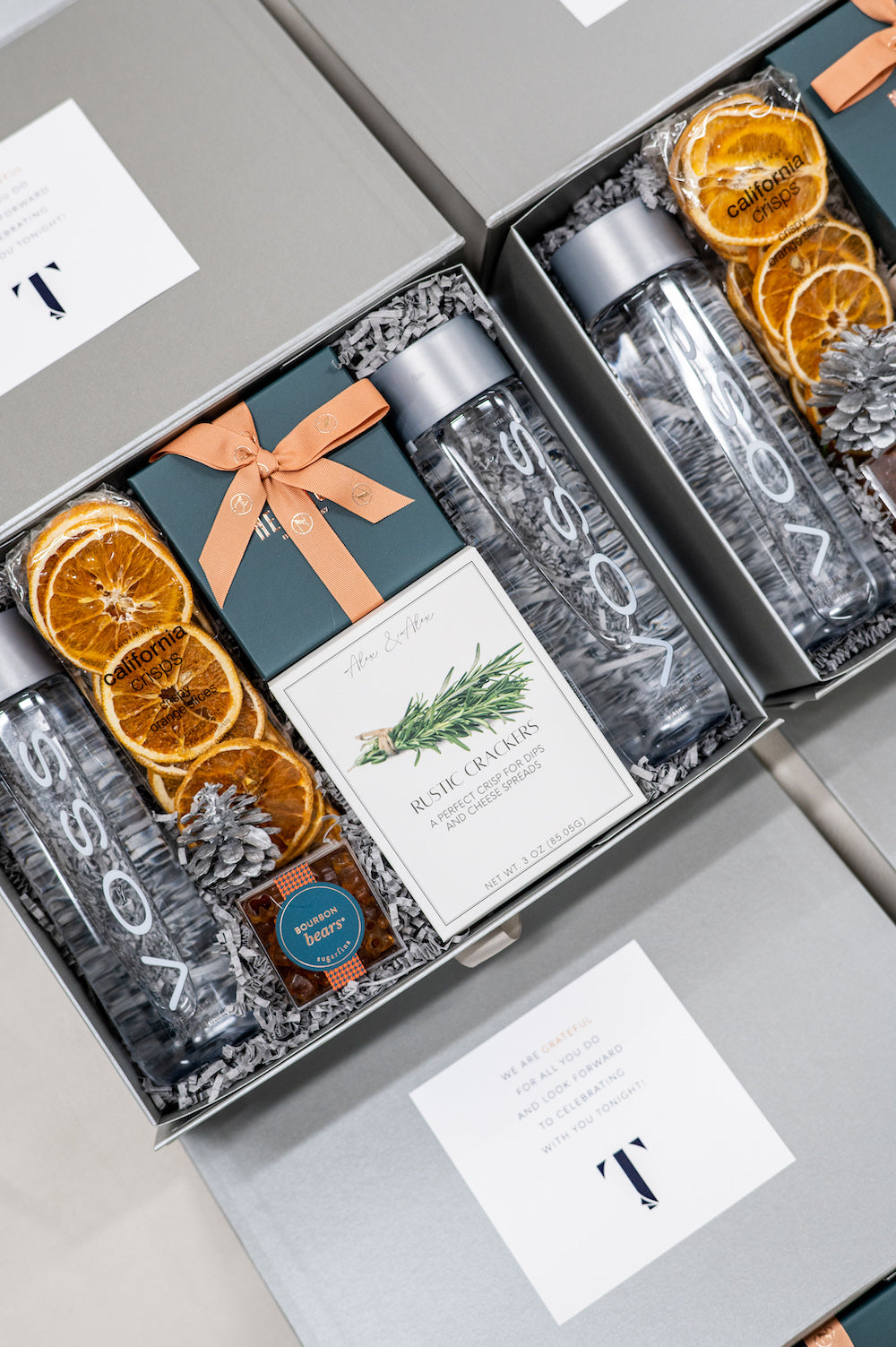 Snack Focused Corporate Holiday Gifts Boxes, Custom Designed, curated by Marigold & Grey
