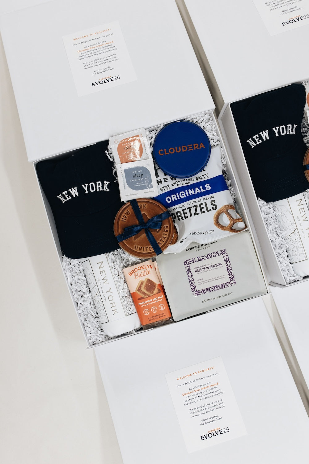 Black, White & Blue NYC-Themed Corporate Event Attendee Gift Boxes by Marigold & Grey