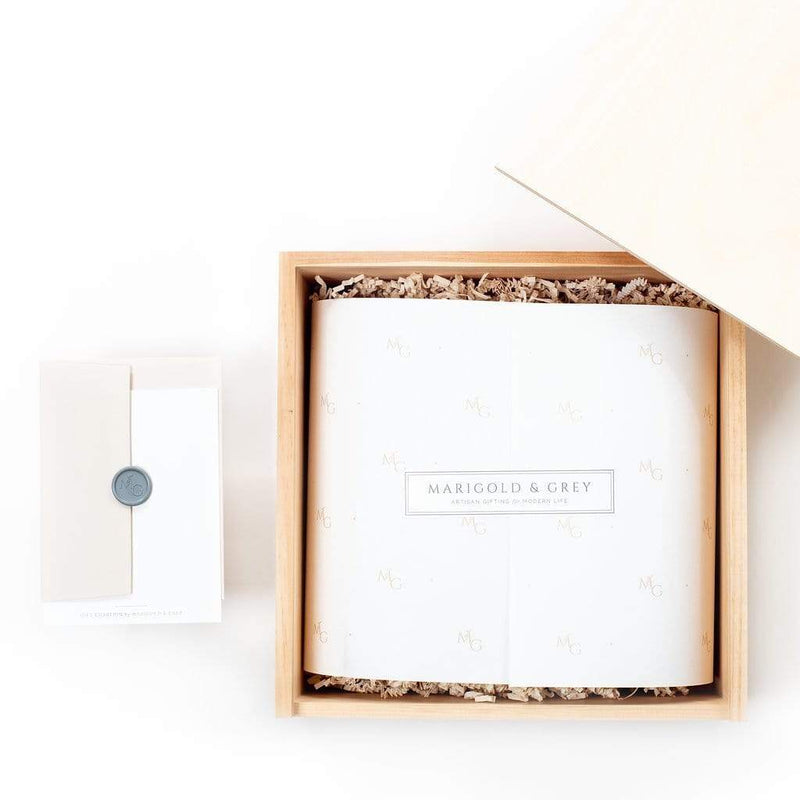 Shop "New Mom", the signature mommy to be gift box by Marigold & Grey. Our luxury curated gifts include free U.S. Shipping and complimentary custom handwritten notecard!